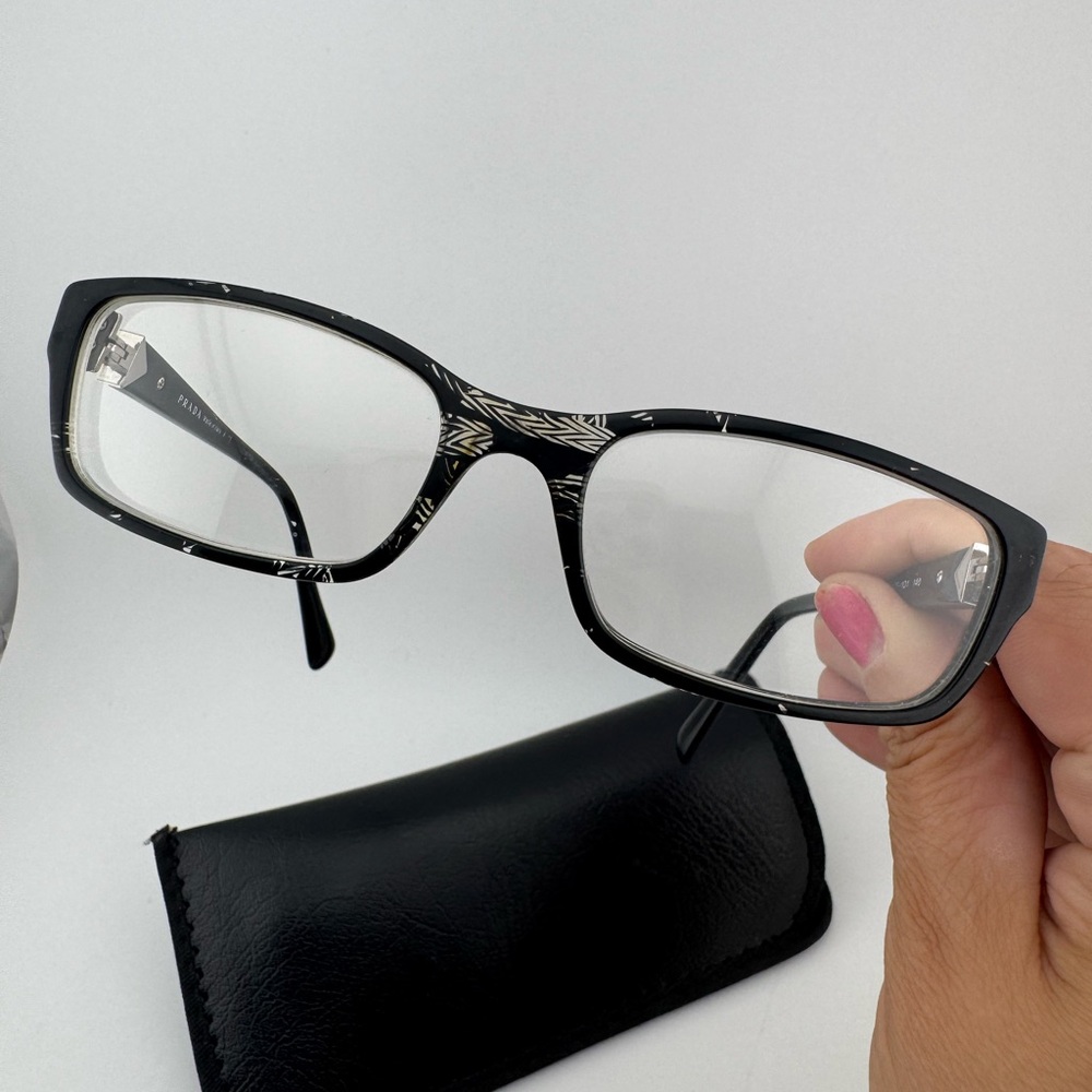 Prada VPR 07N Black Rectangular Glasses with Case Frames Only‎ - Picture 2 of 12